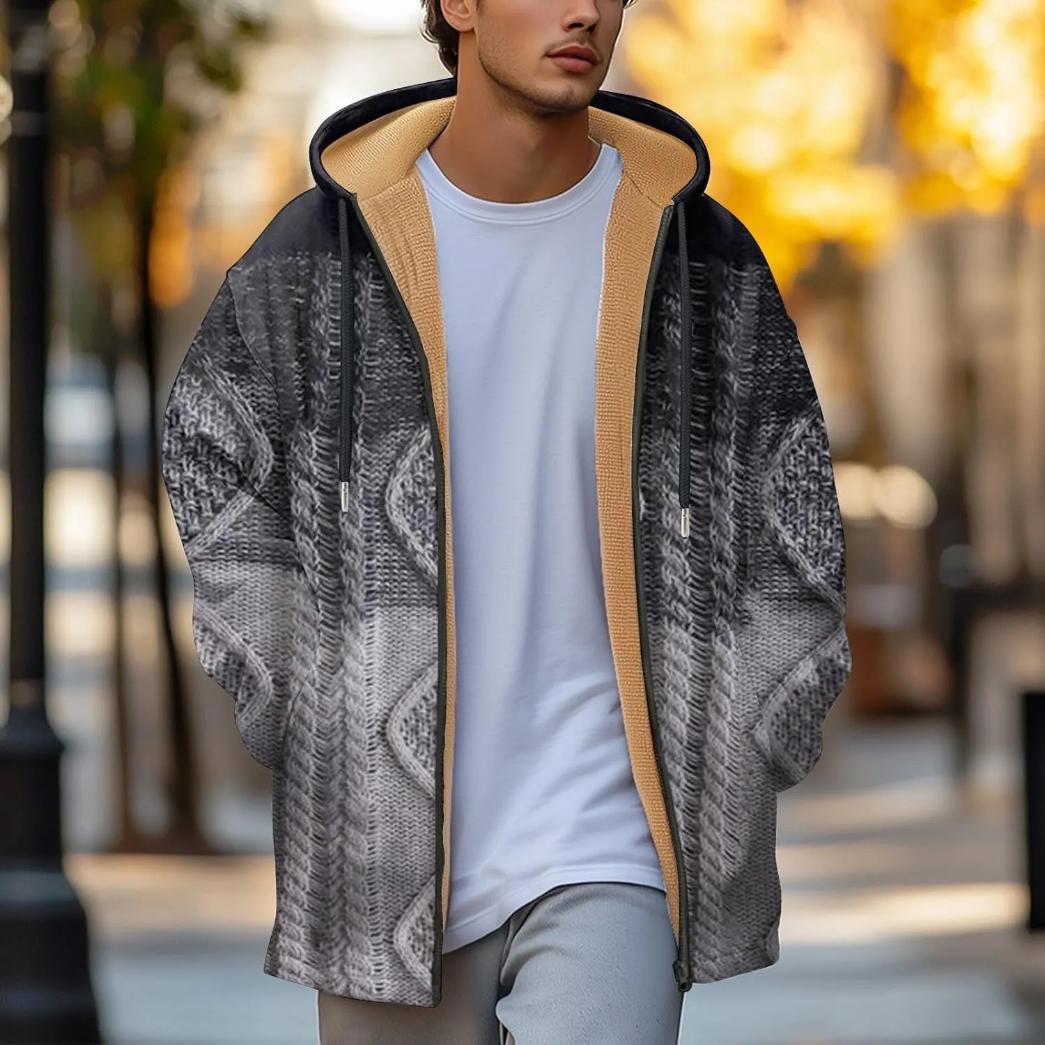 Mens Sherpa Hoodie Full-Zip Thermal Fleece Hooded Winter Thick Heavyweight Hoodies