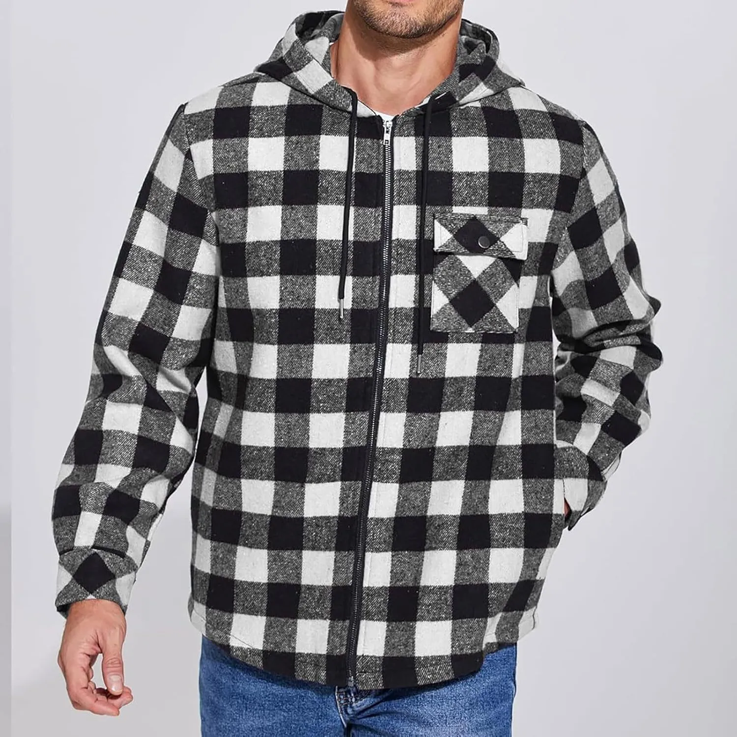 Mens Sherpa Hoodie Zip Up Fleece Winter Hooded Thick Thermal Heavyweight Sweatshirt