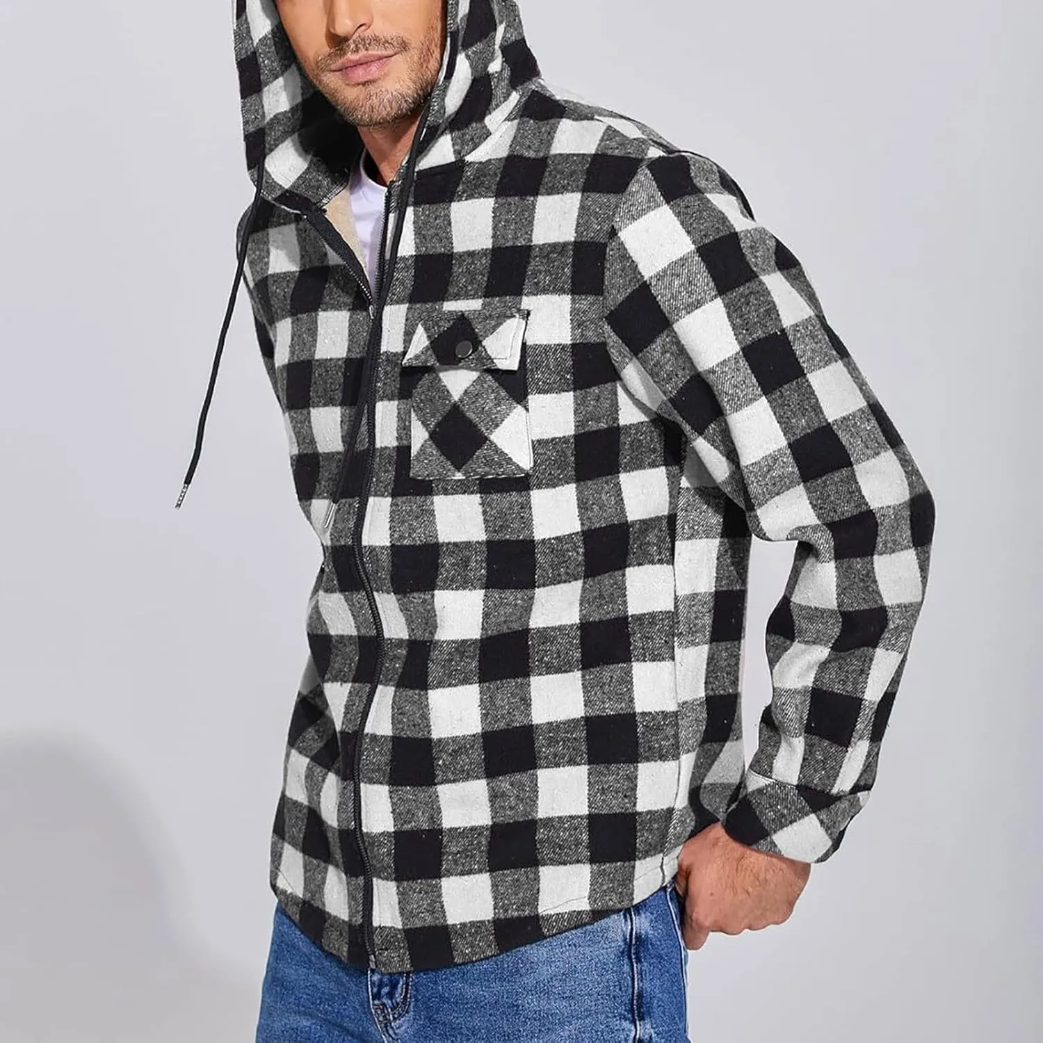 Mens Sherpa Hoodie Zip Up Fleece Winter Hooded Thick Thermal Heavyweight Sweatshirt