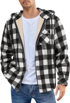 Mens Sherpa Hoodie Zip Up Fleece Winter Hooded Thick Thermal Heavyweight Sweatshirt