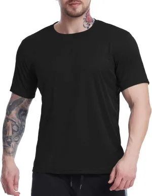 Mens Short Sleeve T-Shirts Casual Solid Color Big and Tall Loose Fit T Shirts Quick Dry Breathable Thin Sweat Shirt