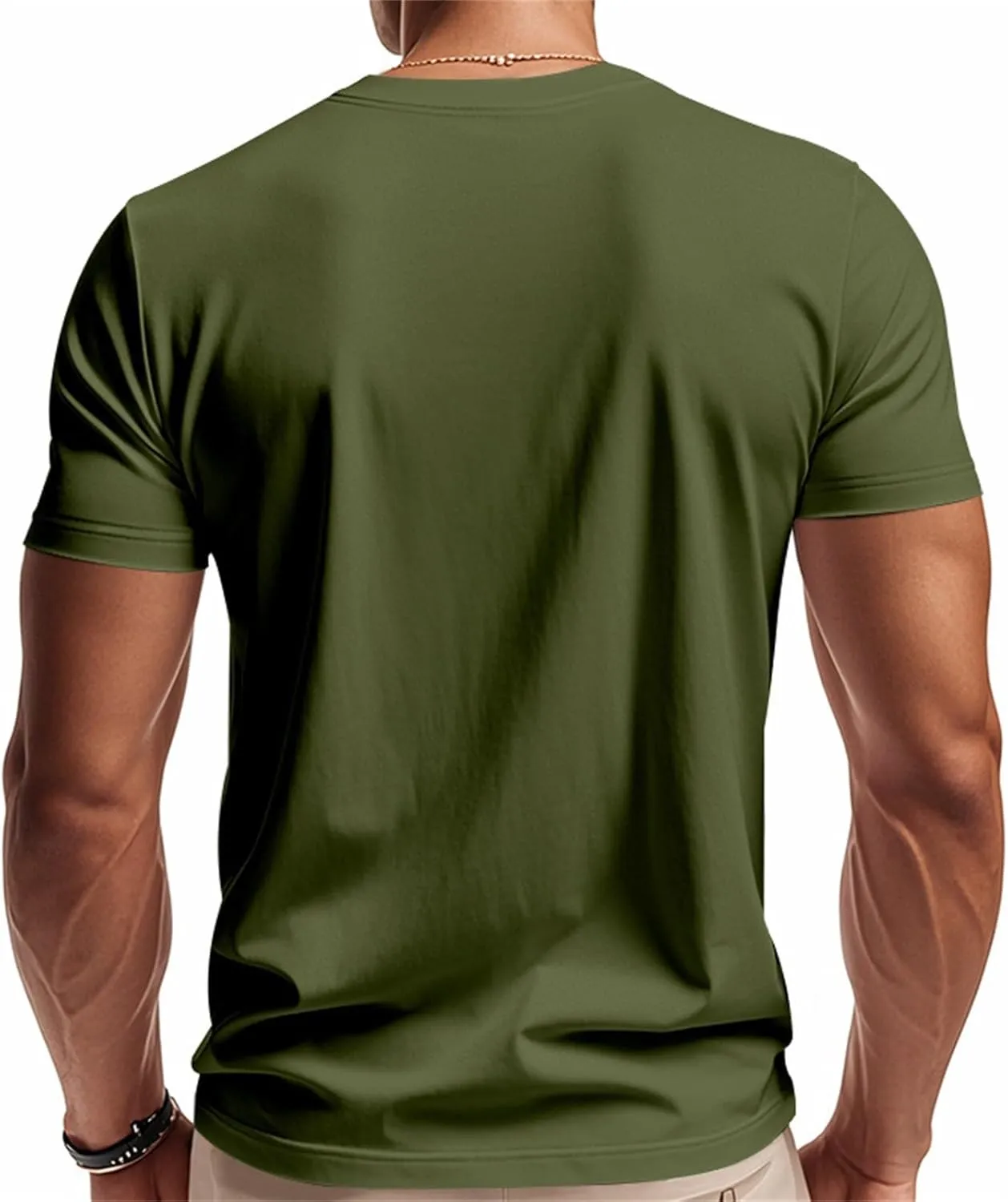 Mens Short Sleeve V Neck Muscle Slim T Shirt V-Neck Stretch Bodybuilding Shirt Soft Comfy Collarless Summer Tops