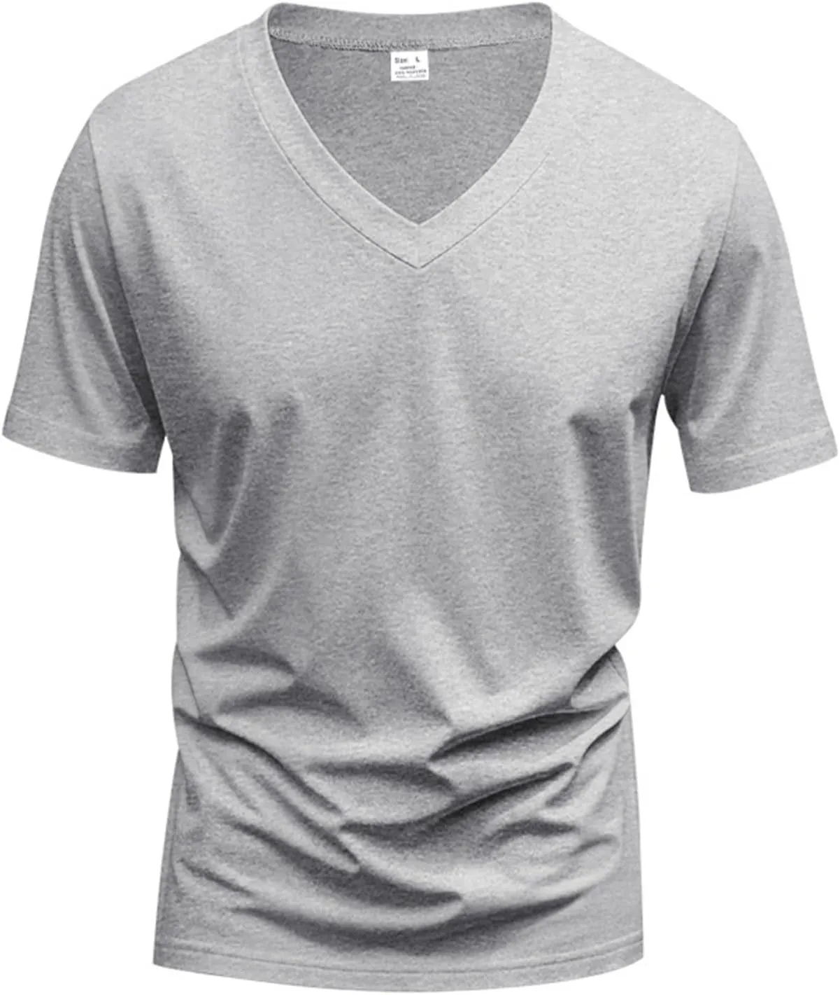 Mens Short Sleeve V Neck Muscle Slim T Shirt V-Neck Stretch Bodybuilding Shirt Soft Comfy Collarless Summer Tops