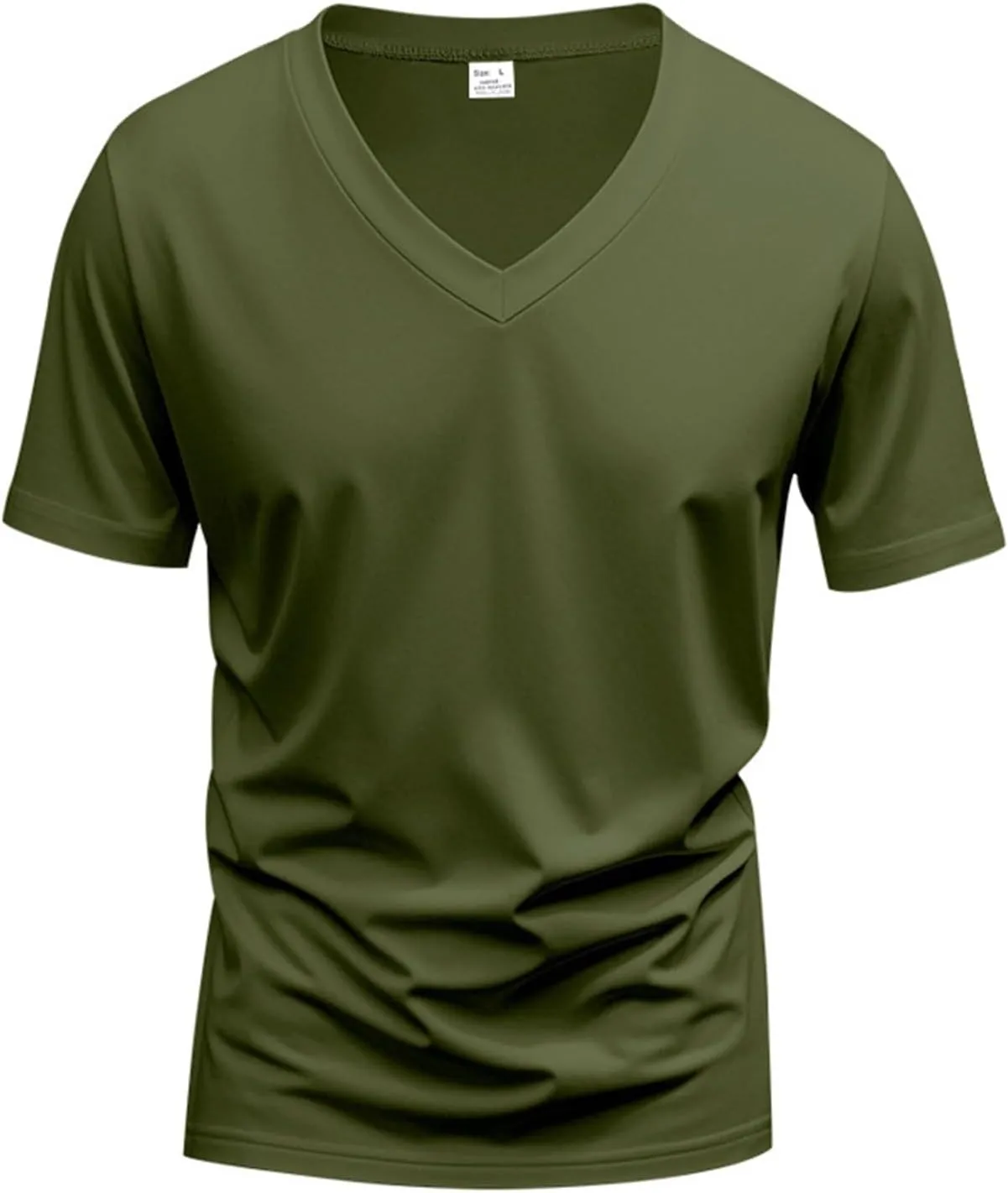 Mens Short Sleeve V Neck Muscle Slim T Shirt V-Neck Stretch Bodybuilding Shirt Soft Comfy Collarless Summer Tops