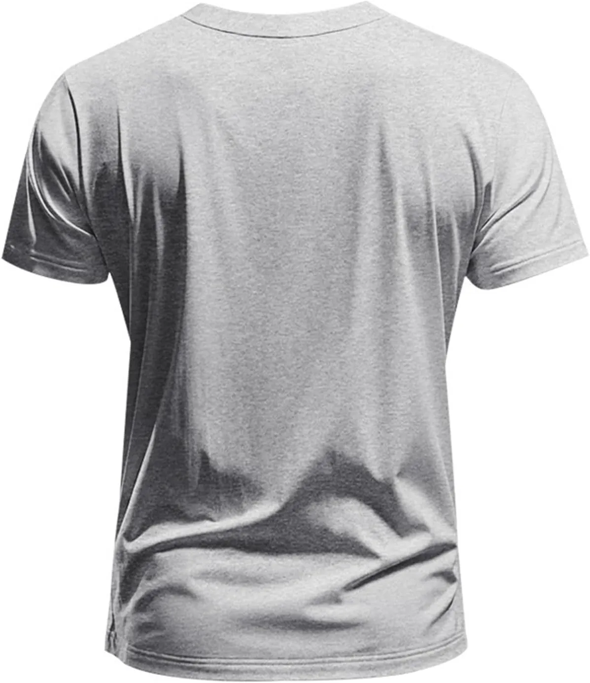 Mens Short Sleeve V Neck Muscle Slim T Shirt V-Neck Stretch Bodybuilding Shirt Soft Comfy Collarless Summer Tops