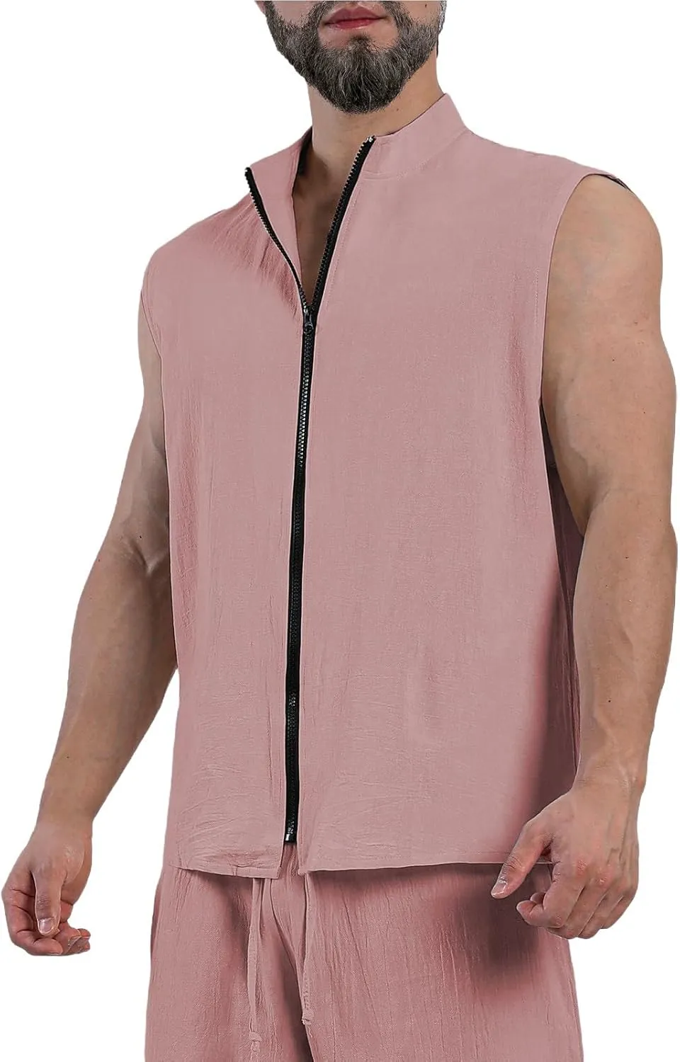 Men's Summer Beach Tank Tops Sleeveless Zip Up Gym Bodybuilding Fitness Workout Muscle Shirt Casual Textured Tanks