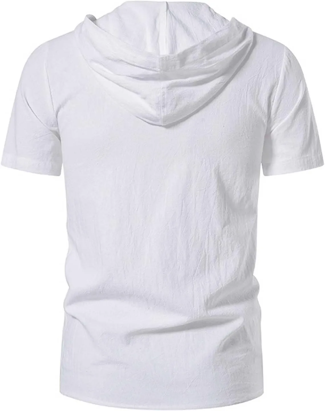 Mens Summer Cotton Linen Hoodie Fashion Drawstring T Shirts Trendy Short Sleeve Linen Tops Vacation Going Out Outfit