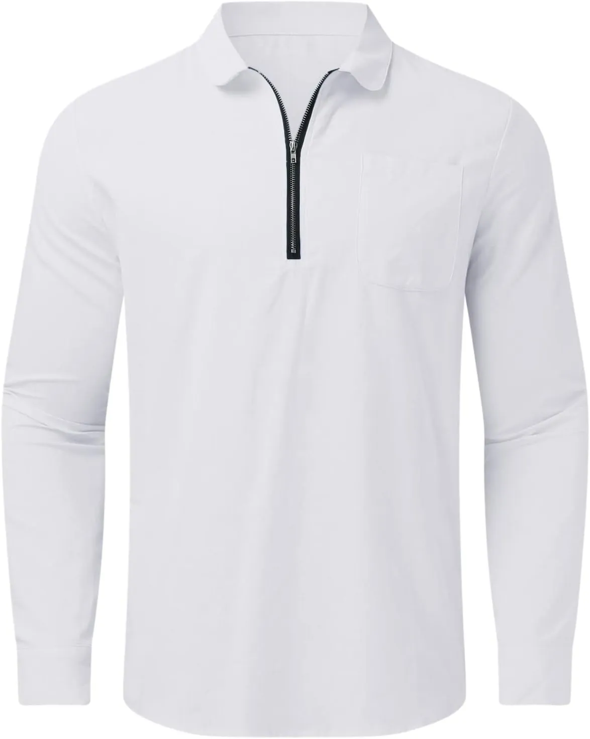 Mens Summer Linen Cotton Shirts Long Sleeve Quarter-Zip Casual Hawaiian Beach Yoga T Shirts Loose Fit Golf Polos T-Shirts