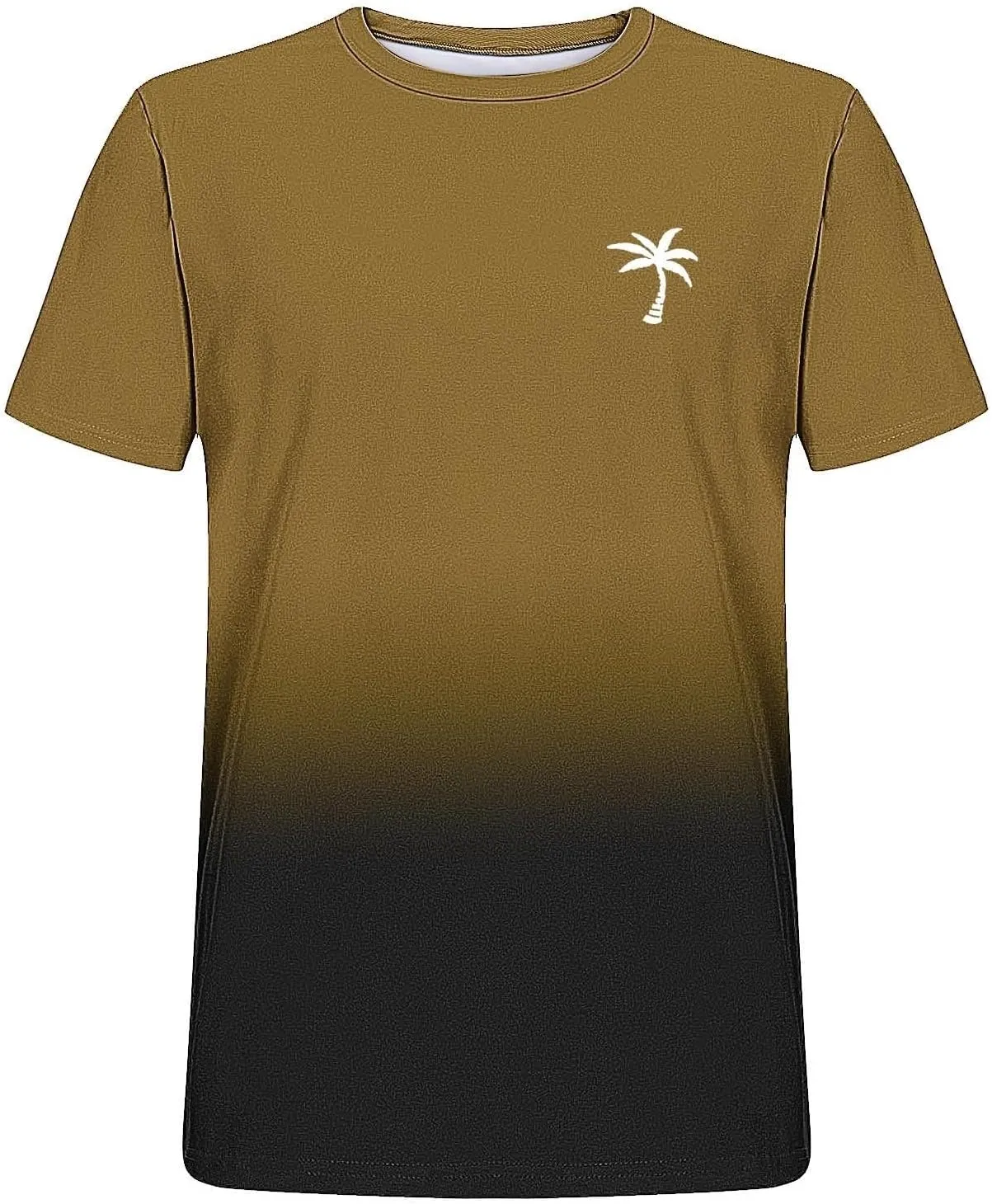 Mens Summer Streetwear Casual T Shirts Short Sleeve Ombre Tropical Print Tee Shirts Loose Fit Fashion Hip Hop Tshirts