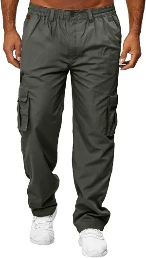 Mens Tactical Cargo Pants Mens Casual Pants Elastic Waist Restaurant Pants for Mens Lounge Sweatpants Camp Pants