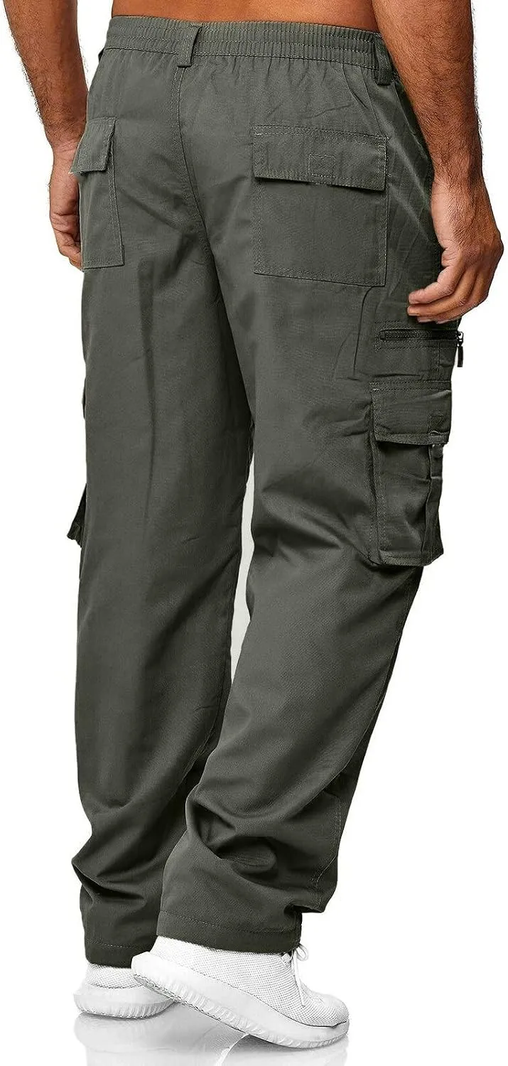 Mens Tactical Cargo Pants Mens Casual Pants Elastic Waist Restaurant Pants for Mens Lounge Sweatpants Camp Pants