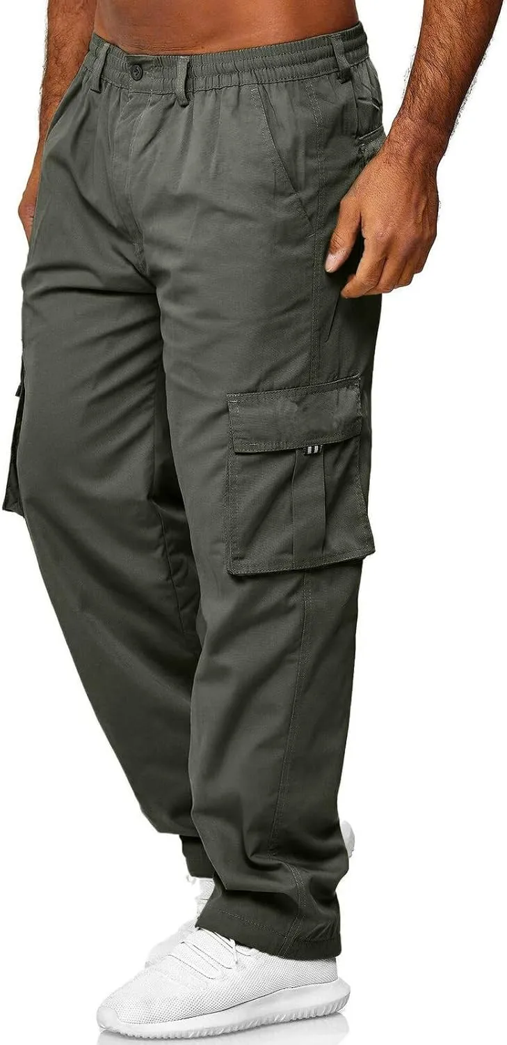 Mens Tactical Cargo Pants Mens Casual Pants Elastic Waist Restaurant Pants for Mens Lounge Sweatpants Camp Pants