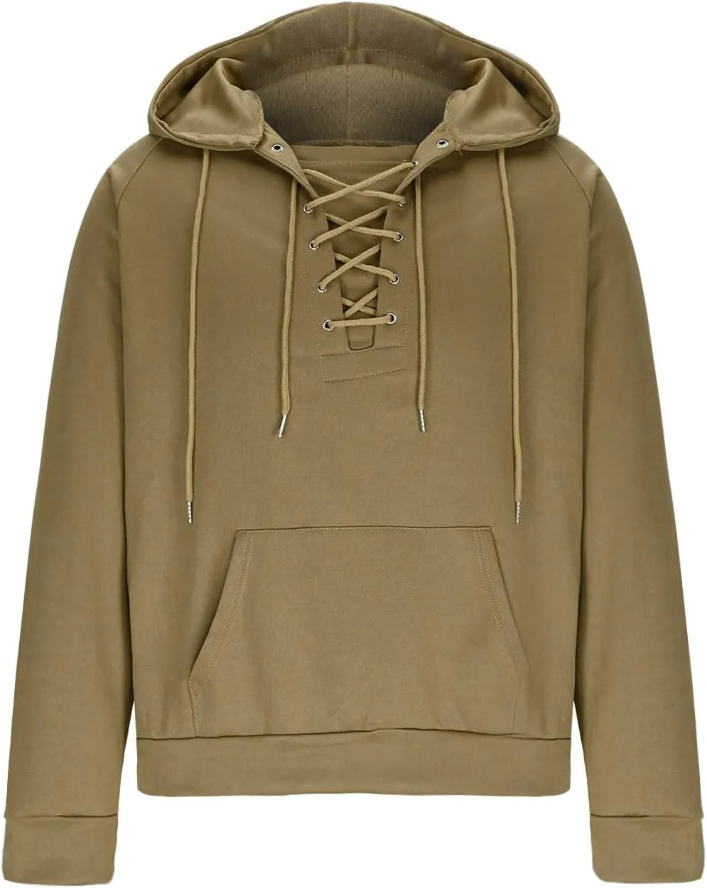 Mens Tactical Sweatshirts Lace Up Aztec Hooded Pullover Long Sleeve Cargo Workout Outdoor Hoodies with Pocket S-3XL