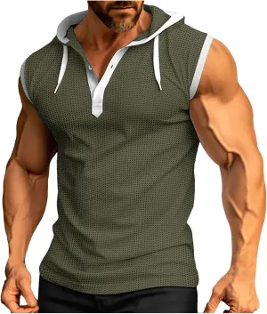 Mens Tank Top Hoodie Men's Sleeveless Zip Up Hooded Workout Tank Tops Muscle T Shirt Vests Jacket