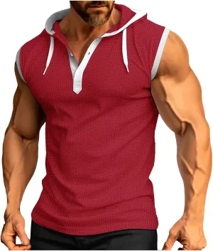 Mens Tank Top Hoodie Men's Sleeveless Zip Up Hooded Workout Tank Tops Muscle T Shirt Vests Jacket