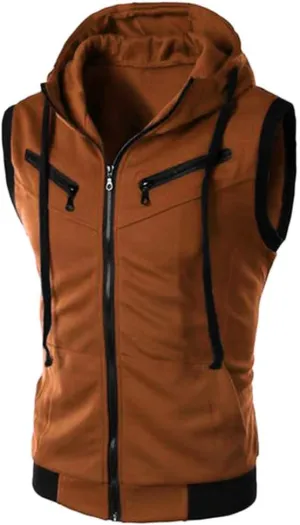 Mens Tank Top Hoodie Men's Sleeveless Zip Up Hooded Workout Tank Tops Muscle T Shirt Vests