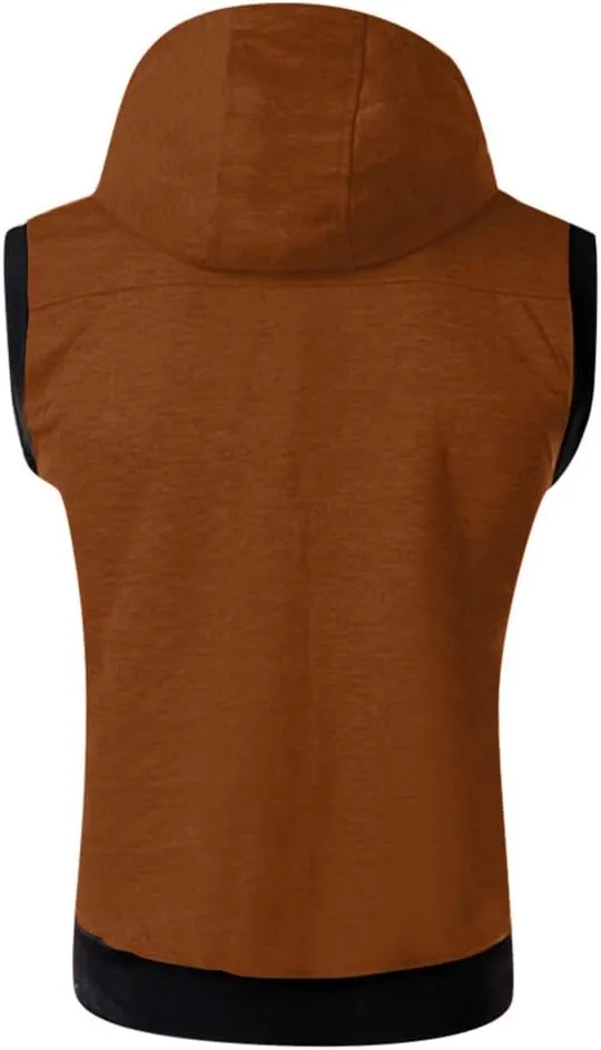 Mens Tank Top Hoodie Men's Sleeveless Zip Up Hooded Workout Tank Tops Muscle T Shirt Vests