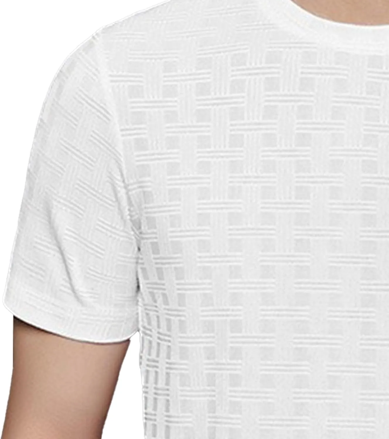 Men's Textured Casual Breathable T-Shirts Lightweight Solid Comfort Pullover Tee Crewneck Summer Tee Tops