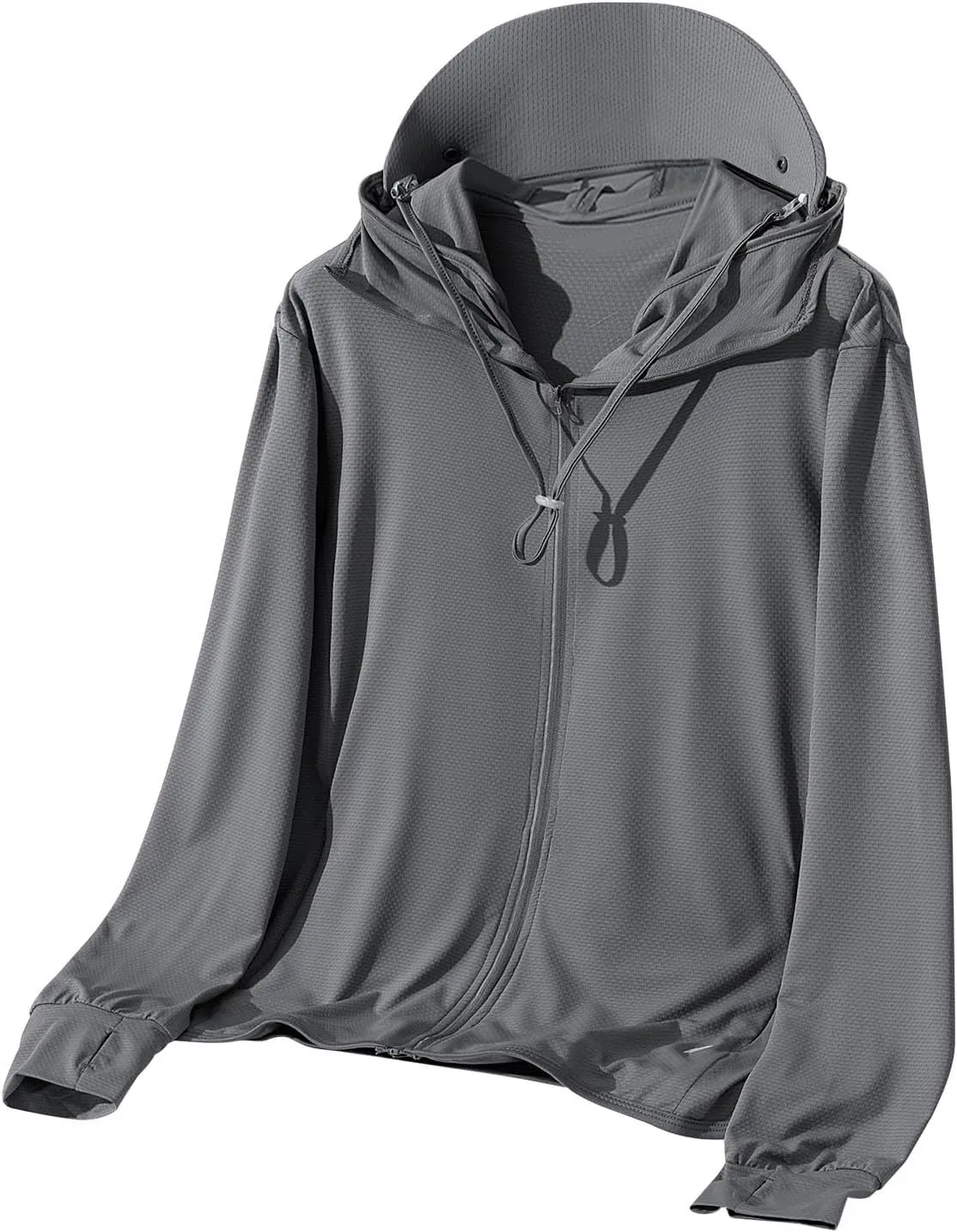 Men's Thin Hoodies Summer Outfit Solid Color Zip Up Fishing Hoodie Long Sleeve Comfort Trendy Casual Tops