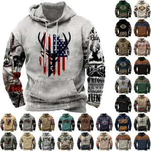 Mens Tribal Aztec Hoodie Retro Vintage Western Ethnic Print Casual Sweatshirt Fall Winter Drawstring Hoodies Pullover