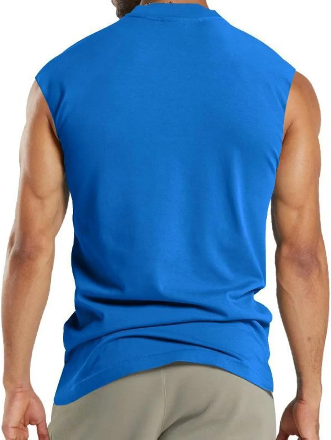 Mens V Neck Sleeveless Tank Tops Stand Collar Button Workout Shirts Lightweight Fashion Breathable Summer T Shirts