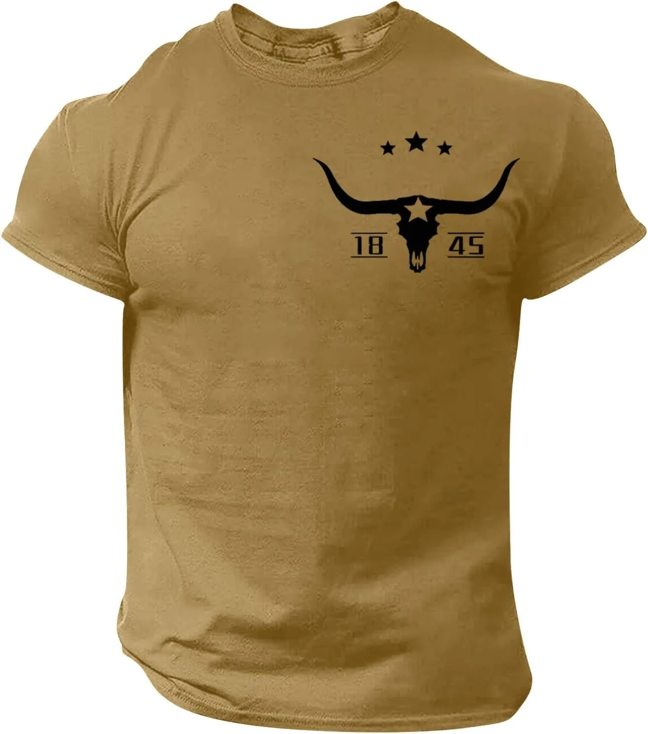 Mens Western Aztec T Shirts Vintage Bull Skull Head Pattern Short Sleeve Shirts Cowboy Style Summer Crewneck Tops