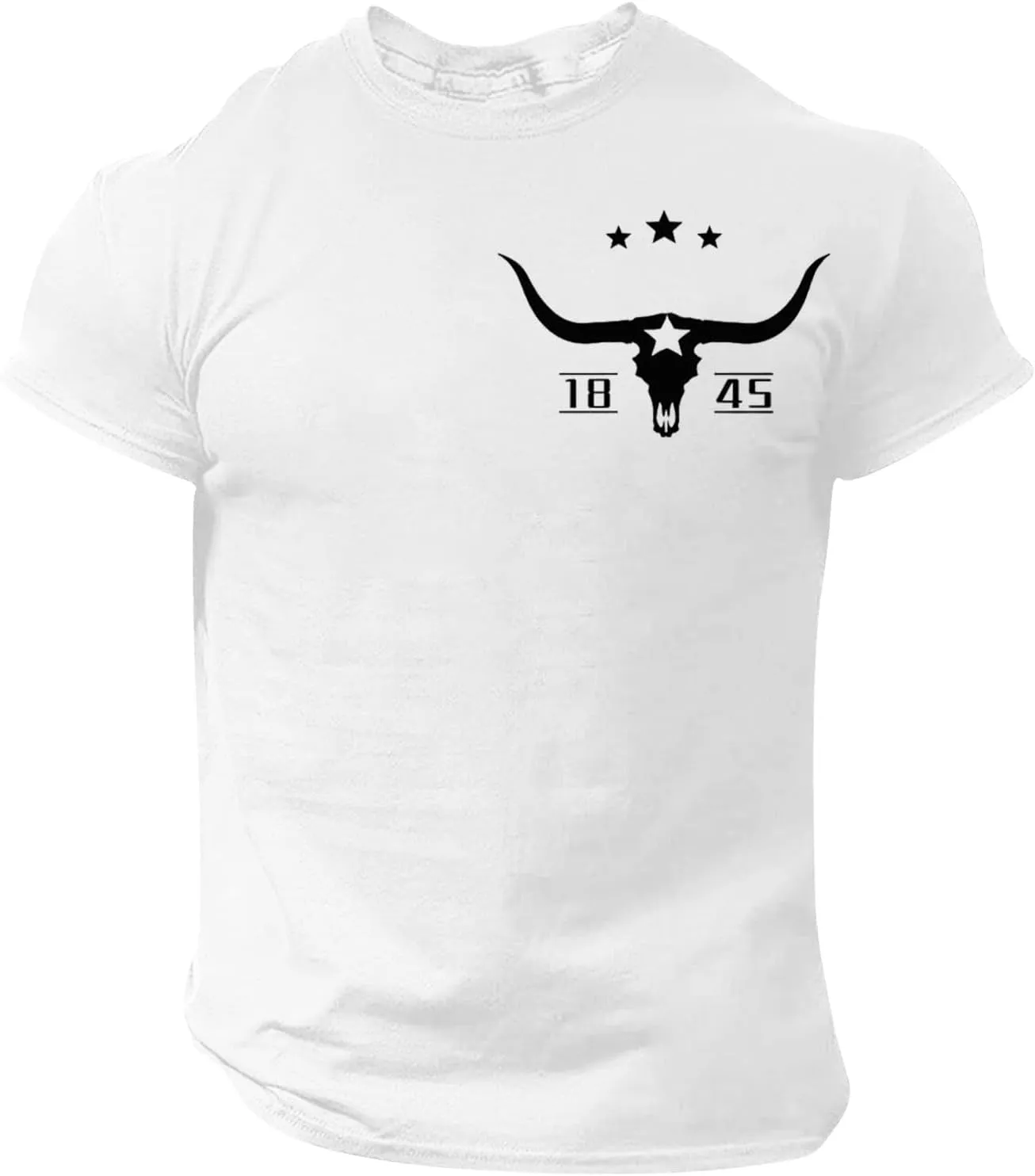 Mens Western Aztec T Shirts Vintage Bull Skull Head Pattern Short Sleeve Shirts Cowboy Style Summer Crewneck Tops
