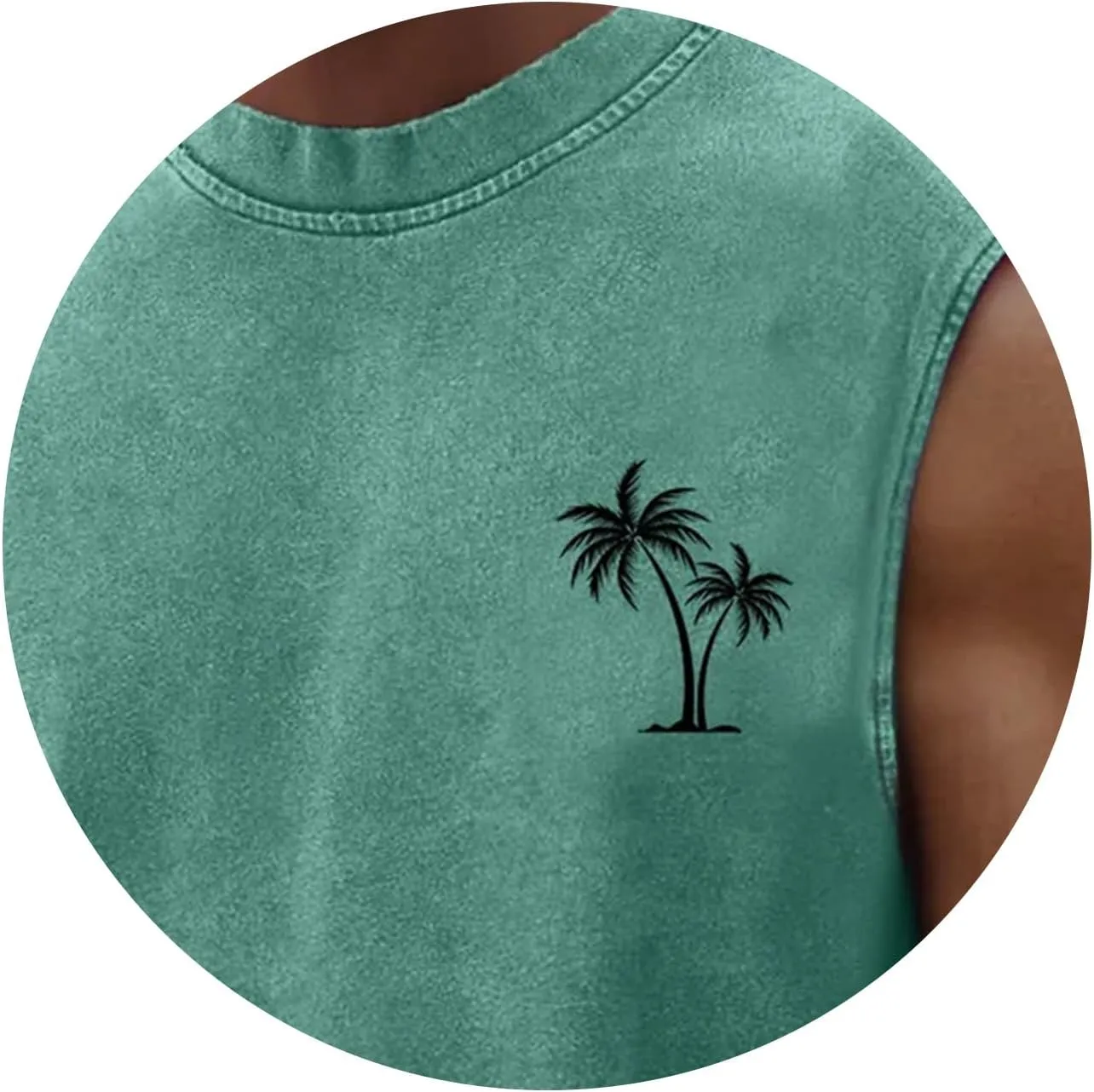 Mens Workout Tank Tops Summer Palm Tree Graphic T-Shirts Sleeveless Pullover Vintage Tops Relaxed Fit Muscle Shirts