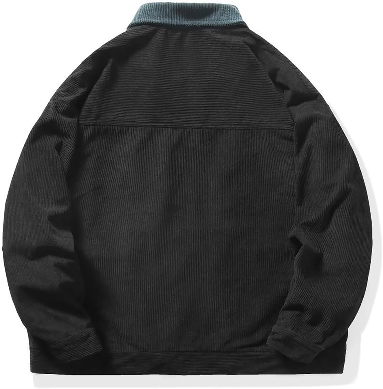 Mens Zip Up Western Corduroy Jackets Lightweight Collar Bomber Jacket Retro Distressed Long Sleeve Textured Shackets