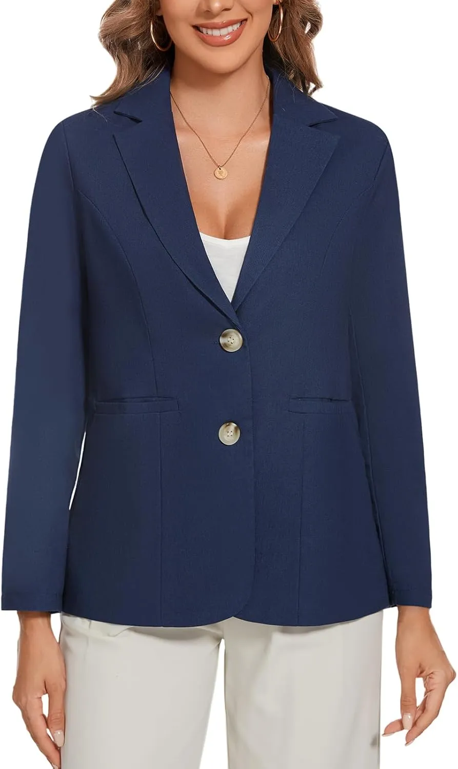 MINTLIMIT Womens Casual Linen Cotton Blazers Long Sleeve Button Front Notch Lapel Work Office Blazer Jackets with Pockets