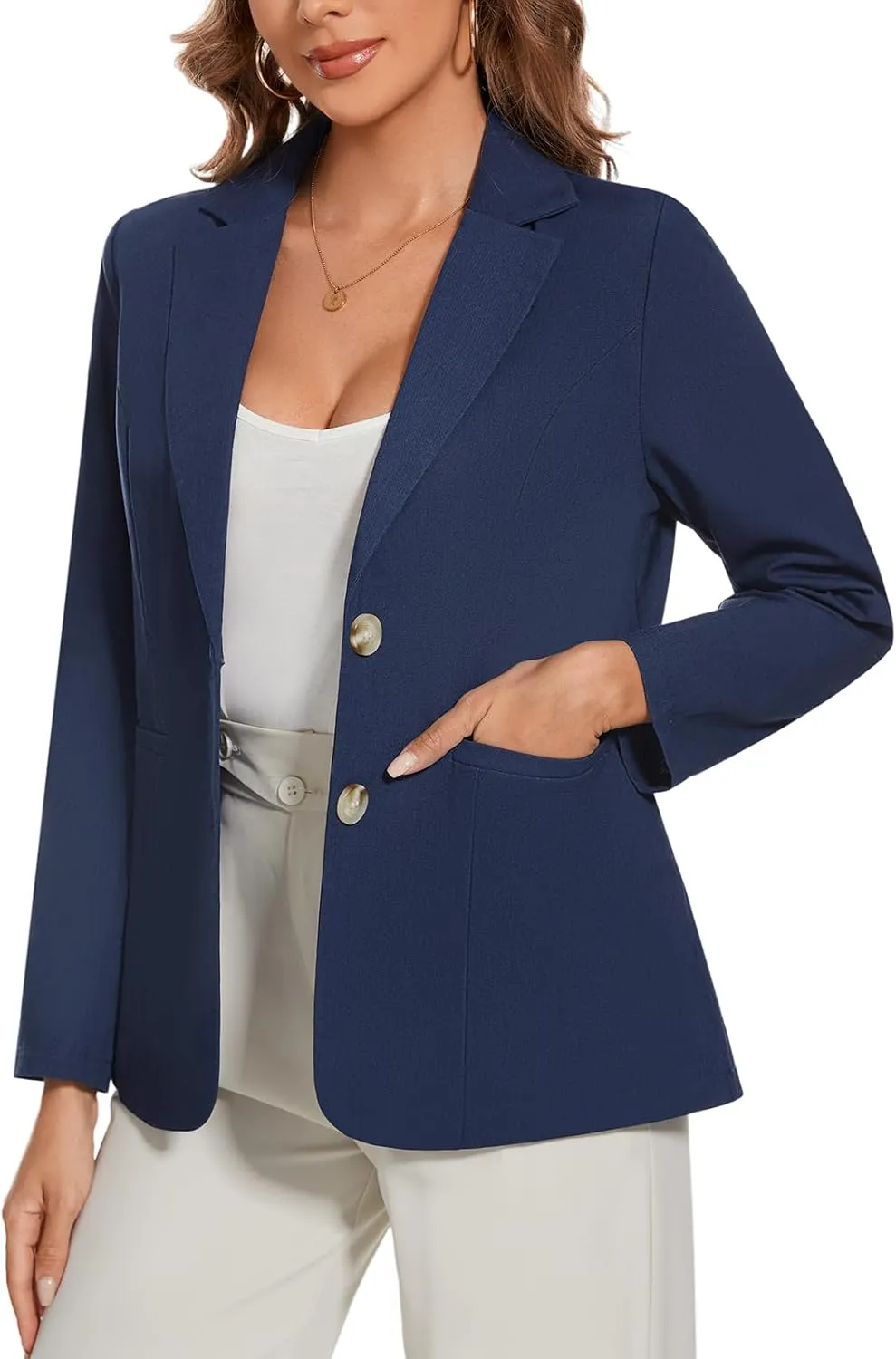 MINTLIMIT Womens Casual Linen Cotton Blazers Long Sleeve Button Front Notch Lapel Work Office Blazer Jackets with Pockets