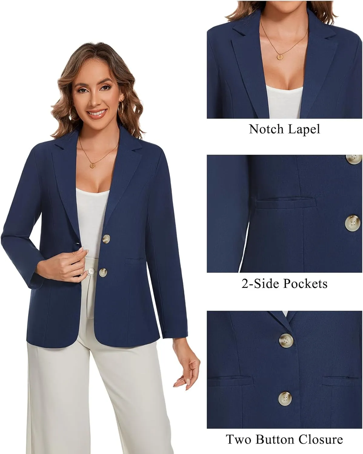 MINTLIMIT Womens Casual Linen Cotton Blazers Long Sleeve Button Front Notch Lapel Work Office Blazer Jackets with Pockets