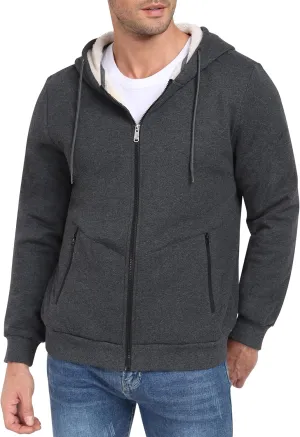 MoFiz Men's Fleece Sherpa Lined Hoodies Heavyweight Full Zip Hoodies for Men