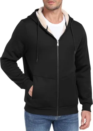 MoFiz Men's Fleece Sherpa Lined Hoodies Heavyweight Full Zip Hoodies for Men