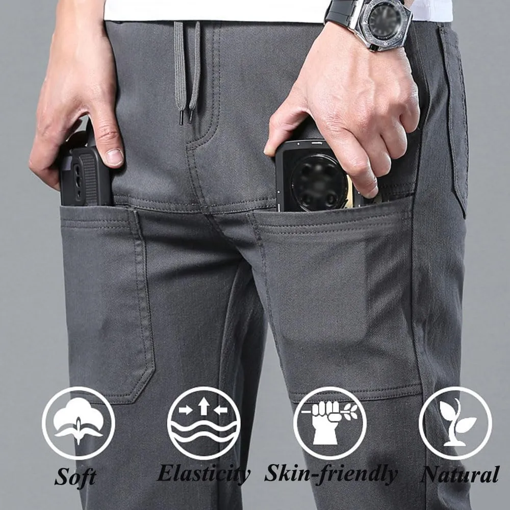 Multipants - High Stretch Multi-Pocket Durable Cargo Pants, Casual High Stretch Pants, Drawstring Elastic Waist Pants