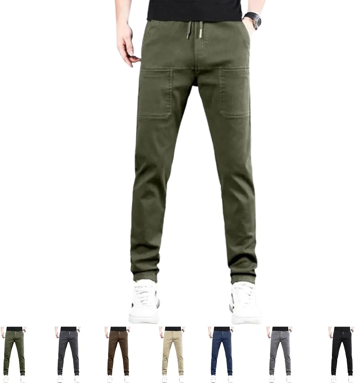 Multipants - High Stretch Multi-Pocket Durable Cargo Pants, Casual High Stretch Pants, Drawstring Elastic Waist Pants