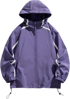NATHGAM Men's Casual Hooded Jacket Loose Fit Long Sleeve Oversized Heavyweight Waterproof Work Windbreaker with Zipper Pocket