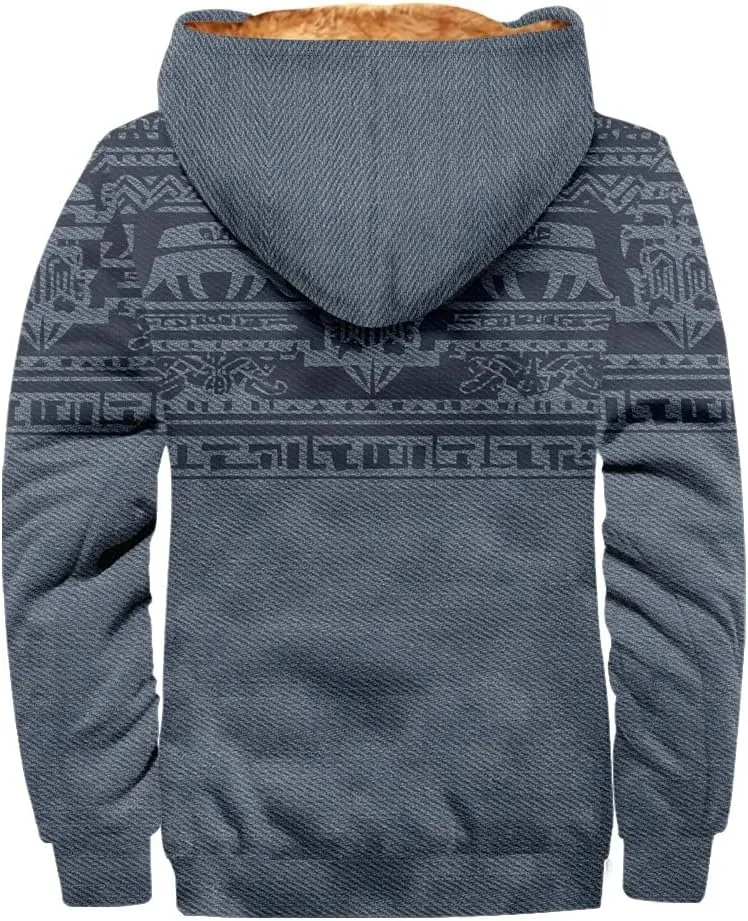 Outerwear for Men Western Aztec Ethnic Graphic Coat Sherpa Lined Thick Warm Winter Coats
