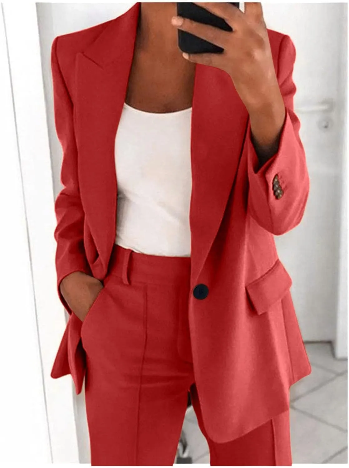 Oversized Blazers for Women Casual Open Front Button Suit Jackets Long Sleeve Lapel Jackets with Pockets