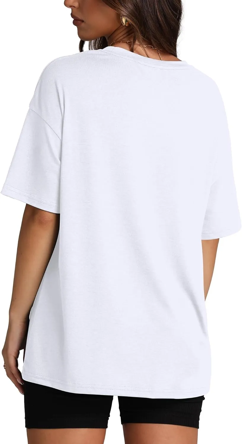 Oversized T Shirts for Women Summer Crewneck Short Sleeve Basic Tops Loose Fit