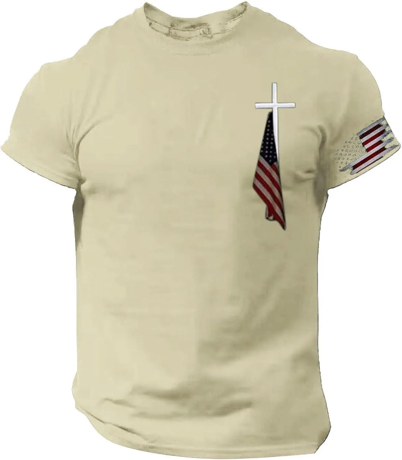 Patriotic Performance Polo Tees - Moisture-Control 4th of July Golf Shirts with Subtle Flag Embroidery, UV Protection Sunwear