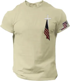 Patriotic Performance Polo Tees - Moisture-Control 4th of July Golf Shirts with Subtle Flag Embroidery, UV Protection Sunwear