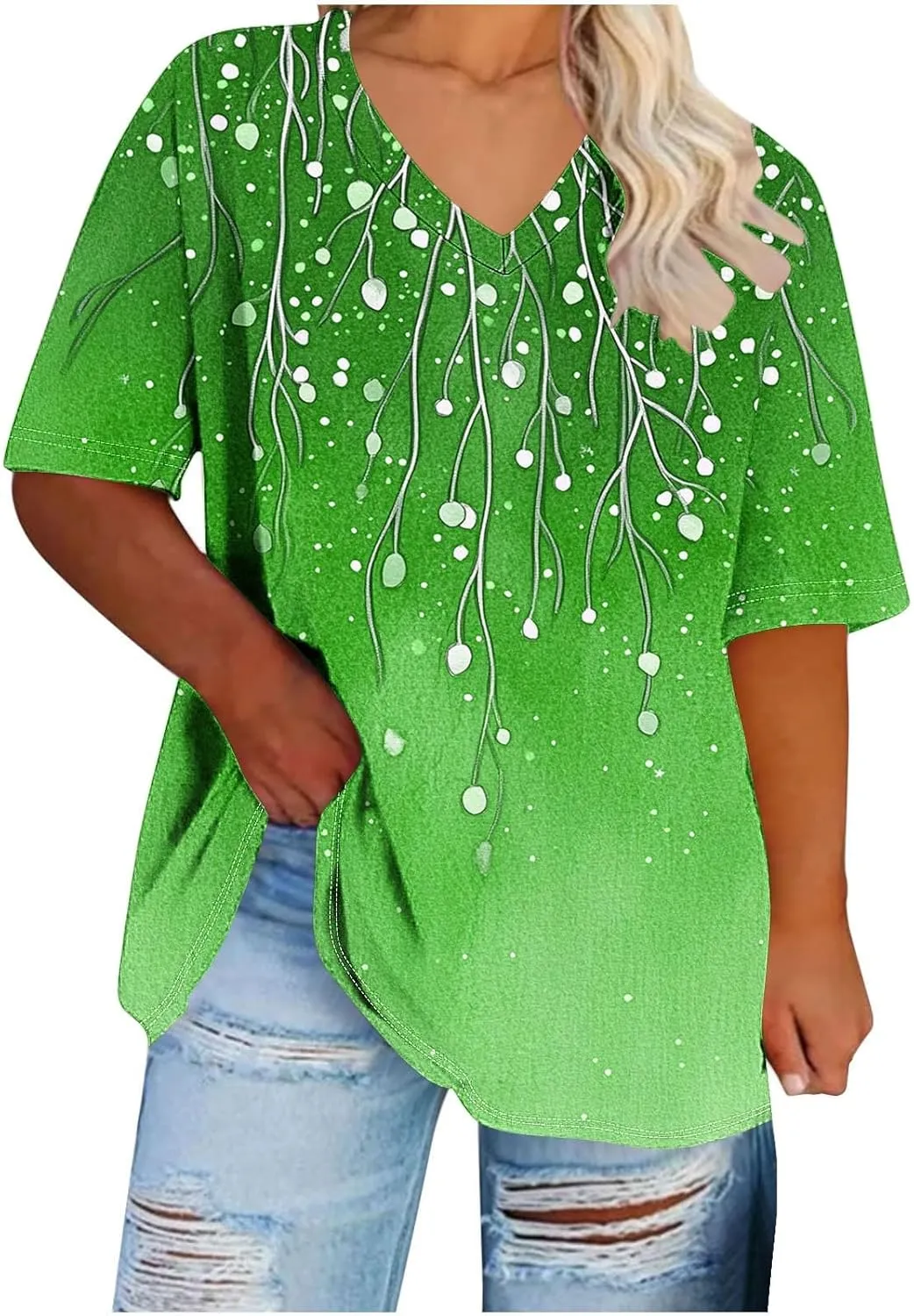 Plus Size Tops for Women Xl-4Xl Short Sleeve T Shirts Casual Tunics Loose Fit Summer Novetly Floral Shirts Cute Tees