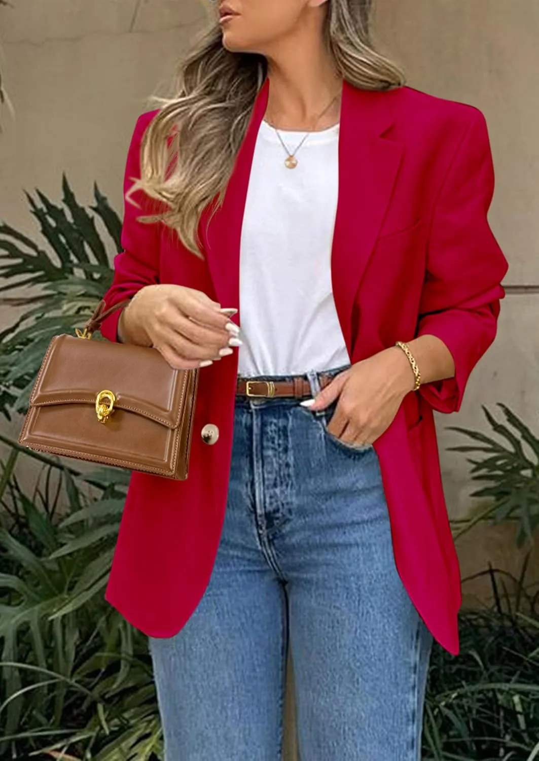 PRETTYGARDEN 2025 Blazers for Women Business Casual Long Sleeve Lapel Open Front Suit Jacket Work Blazer with Pockets