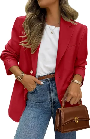 PRETTYGARDEN 2025 Blazers for Women Business Casual Long Sleeve Lapel Open Front Suit Jacket Work Blazer with Pockets