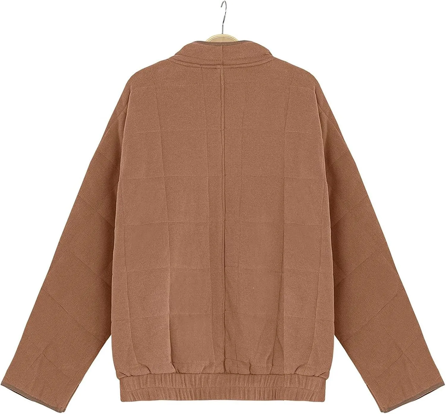 Quilted Jackets for Women, Long Sleeve Zip Puffer Jackets Loose Casual Jacket Coat Winter Warm Outwear with Pockets
