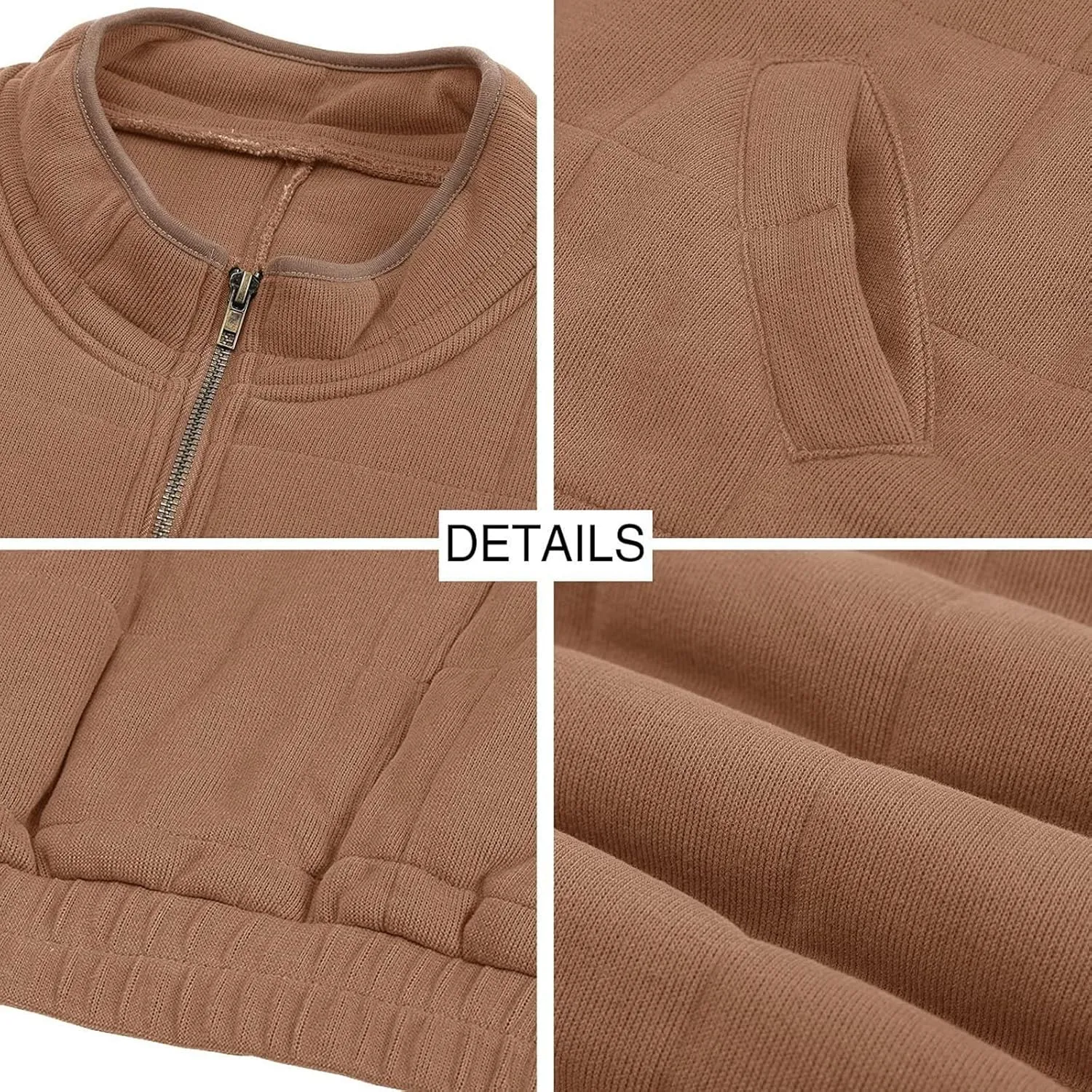Quilted Jackets for Women, Long Sleeve Zip Puffer Jackets Loose Casual Jacket Coat Winter Warm Outwear with Pockets