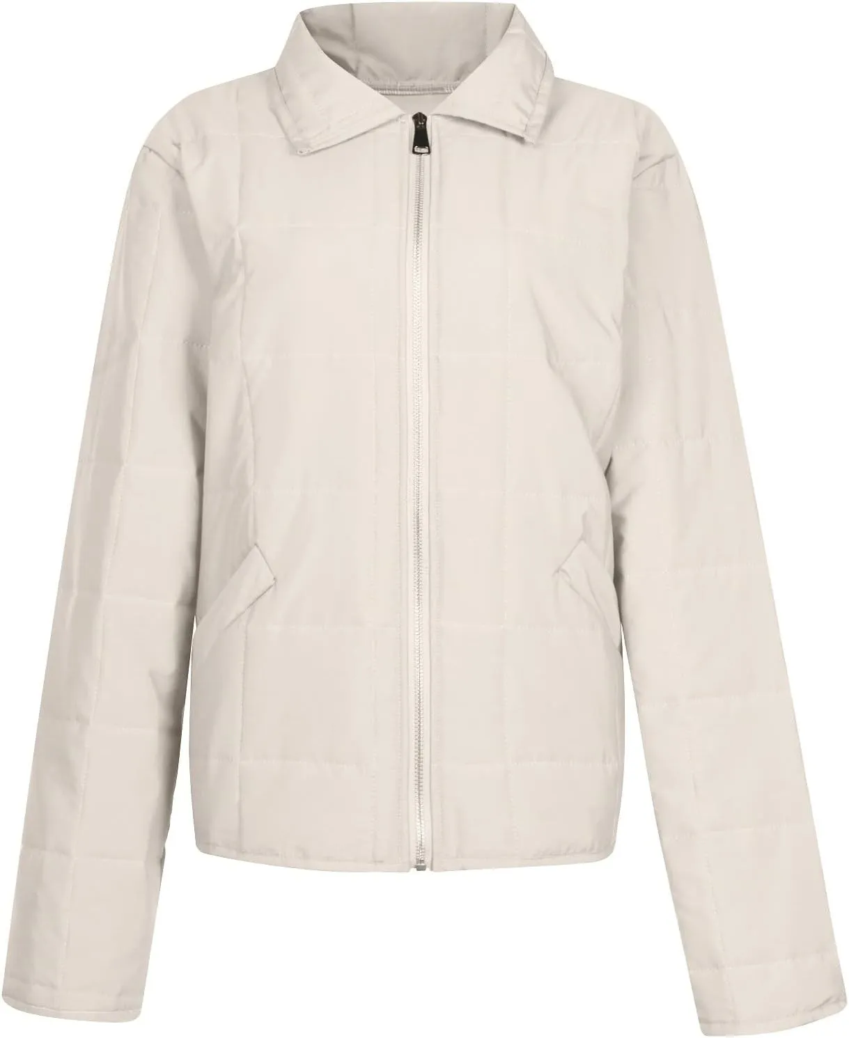 Quilted Jackets for Women, Long Sleeve Zip Puffer Jackets Loose Casual Jacket Coat Winter Warm Outwear with Pockets