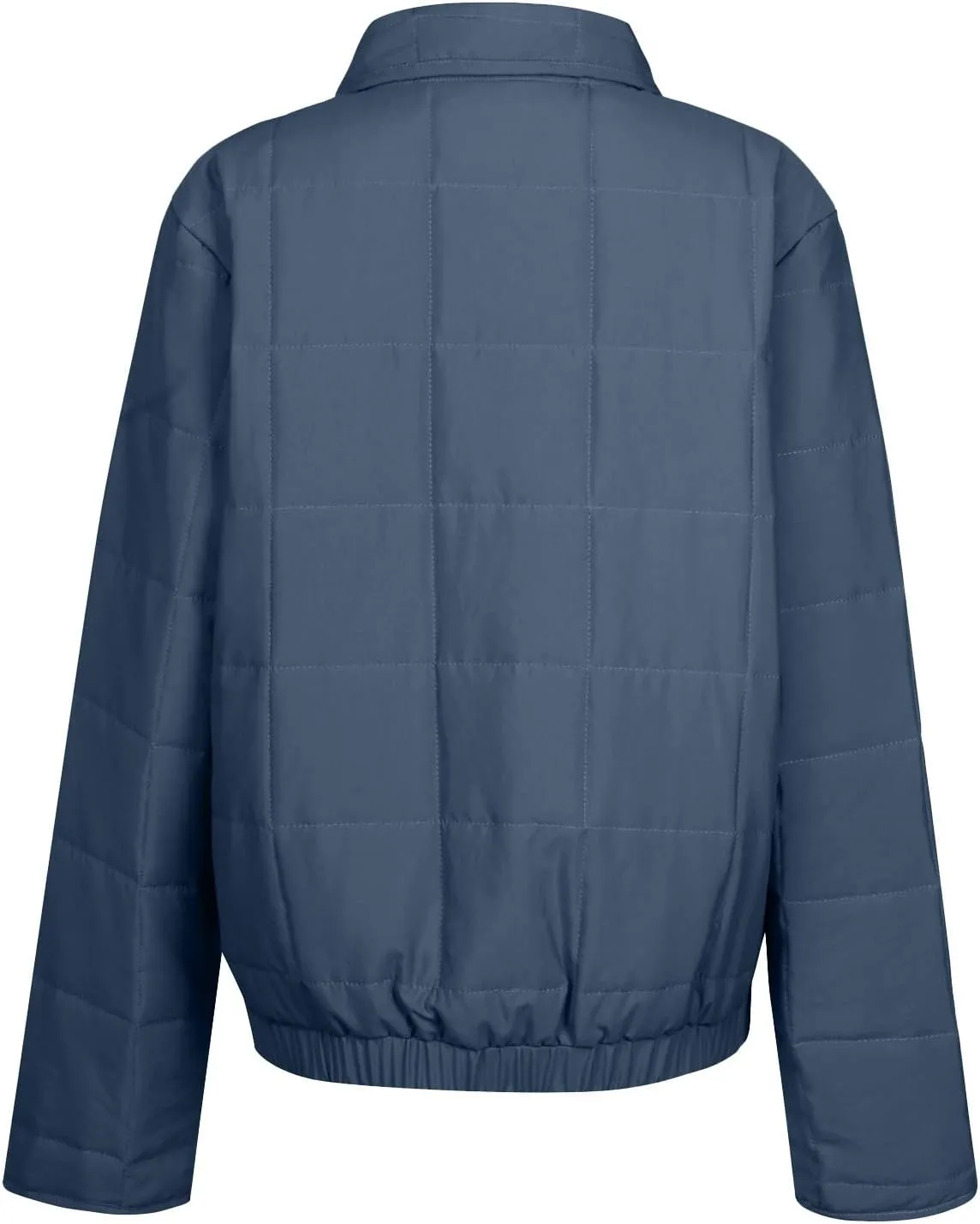 Quilted Jackets for Women, Long Sleeve Zip Puffer Jackets Loose Casual Jacket Coat Winter Warm Outwear with Pockets