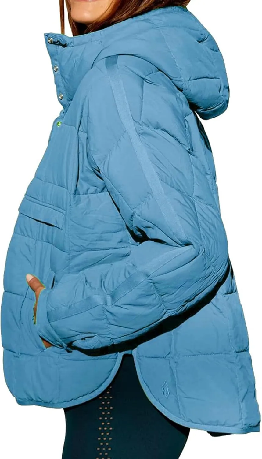 Quilted Jackets for Women Pullover Puffer Jacket Oversized Thick Hoodie Winter Warm Tops Lightweight Hooded Jackets